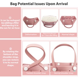Small Beach Bag Water-resistant Cute Rubber Tote Bag for Women Washable Sand-proof EVA Handbags for Travel Pool Boat Groceries, Pink S