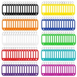 150 Stück Schlüsselanhänger Beschriftbar, Schlüssel Anhänger Mit 10 Austauschbaren Farben, Schlüssel Beschriftung Anhänger, Praktische Kunststoff-Schlüsselringe mit beschreibbaren Etiketten