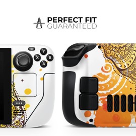 Design Skinz - Compatible with Steam Deck - Skin Decal Protective Scratch-Resistant Removable Vinyl Wrap Cover - Bright Orange Ethnic Elephant