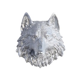 Near and Deer Faux Taxidermy Small Wolf Mount, Silver, MW10