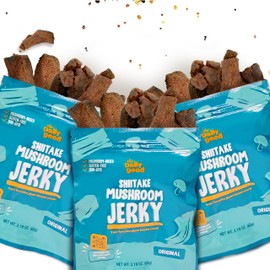 The Daily Good Mushroom Jerky - 3-Pack Snacks, Yummy High-Fiber Mushroom Snack, Meatless & Gluten-Free Food, Contains Eggs, Made from Shiitake Stalk, 0.58 lbs., Vegetarian, Original Flavor