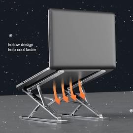 Dogfish Laptop Stand, Ergonomic Aluminum Laptop Riser for Desk, Computer Stand 7+9-Step Height Adjustable, Foldable Notebook Stand Compatible with All 10-17"Laptops