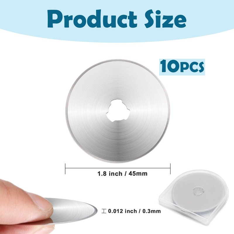 10PCS Rotary Cutter Blade, 45mm Rotary Cutter Replacement Blades Pack