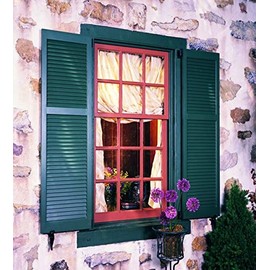 LTL Home Products SHL39 Exterior Solid Wood Louvered Window Shutters, 15" x 39", Unfinished Pine