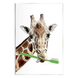 Stupell Industries Giraffe Green Toothbrush Bathroom Wall Plaque Art, Design by Annalisa Latella