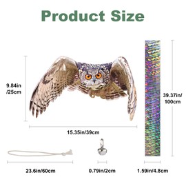 5PCS Fake Owl to Scare Woodpecker Away from House Flat Paper Garden Owl to Keep Pigeon Away from Balcony Hanging Plastic Owl with Reflective Tape Woodpecker Scare Devices for Outdoor Tree Patio