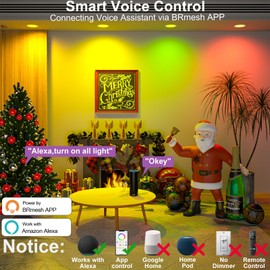 SikSog Smart Recessed Lighting 4 Inch RGBCW Color Changing 12W LED Downlight with Junction Box,1000 Lumen Recessed Ceiling Light Compatible with Alexa,Dimmable by Bluetooth Control -12Pack