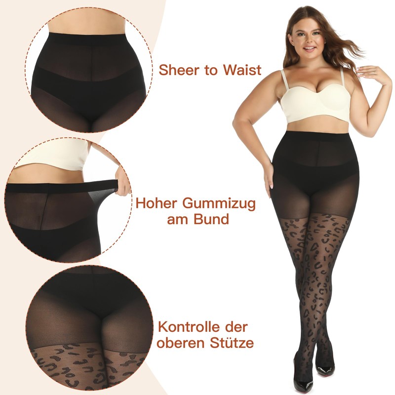 WiliW Plus Size Polka Dot Tights for Women Pattern Tights