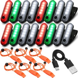 Treela 22 Pcs LED Navigation Kayak Lights with Safety Whistle Battery Operated Stern Boat Lights Rechargeable Boat Lights for Night Kayaking, Bike Tail Light, Pontoon, 4 Light Mode Options