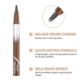 Boobeen Waterproof Liquid Eyebrow Pencil, Microblading Eyebrow Pencil, Smudge-proof Angled Brush, Quick Drying and Long Lasting for Defined, Natural, Wild Brows