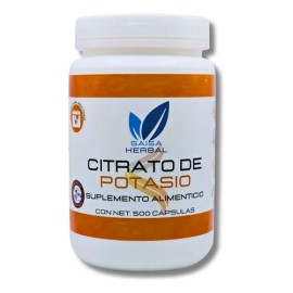 Citrato de Potasio Puro con 500 Cápsulas de 500 Mg cada unidad Suplemento Alimenticio Alta Biodisponibilidad sin Sabor Saisa Herbal Ayuda a Prevenir cálculos renales Salud cardiovascular