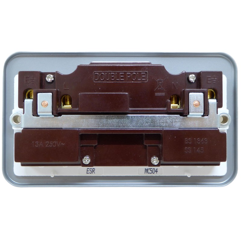Metal Clad Double Pole Socket 2 Gang 13A Switched with