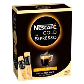 NESCAFE Gold Espresso 100% Arabica Ground Coffee Beans The Finest Instant Aroma Coffee Beverages Stickes for a Perfect Day Start (1 Box (25 Sticks))