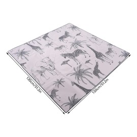 Foldable Play Mat, Animal Pattern 130 x 130 cm / 51.2 x 51.2 Inch Baby Crawling Mat, Foldable Portable Baby Belly Mat for Indoor and Outdoor Use