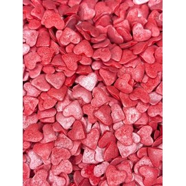 Granillo Comestible para Decoración de Postres, Tema San Valentín, Perlas Rosa, Rojo, Blanco, Cupido (Confetti corazon jumbo 100grs)