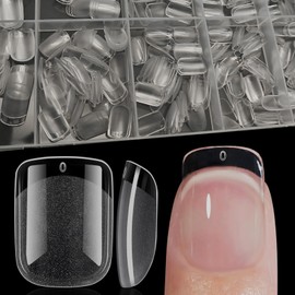 XIAOHEBAN 600 Pieces Press On Nails Short Square - 12 Sizes Nail Tips for Gel Nails XS Full Cover Nail Tips, Soft Gel Tips, Artificial Nail for Manicure and Nail Art DIY Transparent