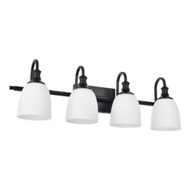 Hanaloa Bathroom Vanity Light Fixtures, Farmhouse Matte Black 4 Lights Wall Sconce Lighting with Opal Glass Shade, Porch Wall Mount Light Fixture for Bathroom, Mirror Cabinets Hallway Stairs