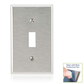 Leviton 84001 1-Gang Toggle Device Switch Wallplate, Standard Size, Device Mount, Stainless Steel, 20-Pack