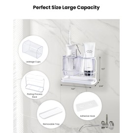 KONE Clear Toothbrush Holders for Bathrooms, 2 Cups Toothbrush Holders Wall Mounted, Dry & Wet Separation, Bathroom Organizers and Storage, Bathroom Toothbrush Holder Set for Family Kids