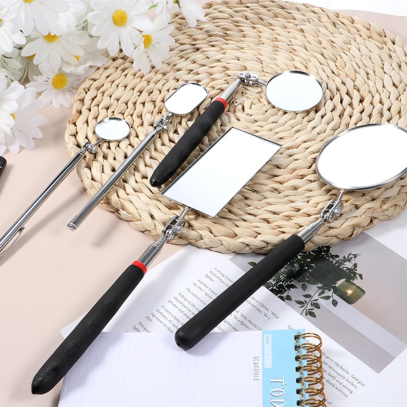 5 Pieces Telescoping Inspection Mirror Set Retractable Mechanical Mirror Tool