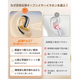 ACEFAST 5.4 OpenFit Air, Wireless Bluetooth Earphones, No Blocking Ears, Lightweight, Sneaking, Sports Earphones, Left and Right Separated, Fully Wireless Earphones, Air Conduction, Black