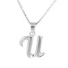 Sterling Silver Initial Charm Necklace, Letter U, 16" Chain