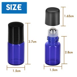ZEJIA 2ML Essential Oil Roller Bottles, 24 Pack Cobalt Blue Roller bottles for oils, Mini Glass Roll on Bottles with Stainless Steel Roller Balls&2 Droppers