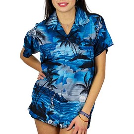 V.H.O. Funky Hawaiian Blouse Shirt, Shortsleeve, Surf, Darkturquoise, 3XL