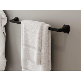 Pfister Bruxie Bath Towel Bar for Bathroom, 24-Inch, Wall-Mounted, Screw-in, Matte Black Finish, BTBBIE2B
