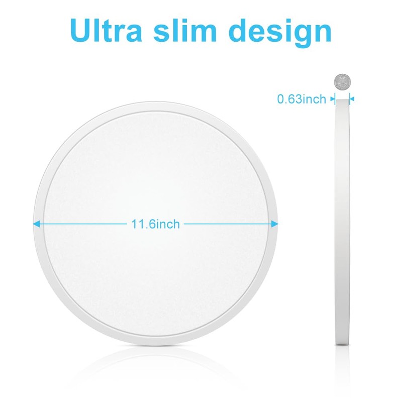 12 Inch LED Flush Mount Ceiling Light Fixture, 5000K Daylight