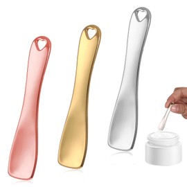 Giantree 3 PCS Mini Metal Facial Makeup Spatula, Skin Care Cosmetic Spatula Reusable Facial Applicator Tool, Beauty Spatulas for Face Mask Cream Lotions Moisturizers(Silver Gold Rose Gold)