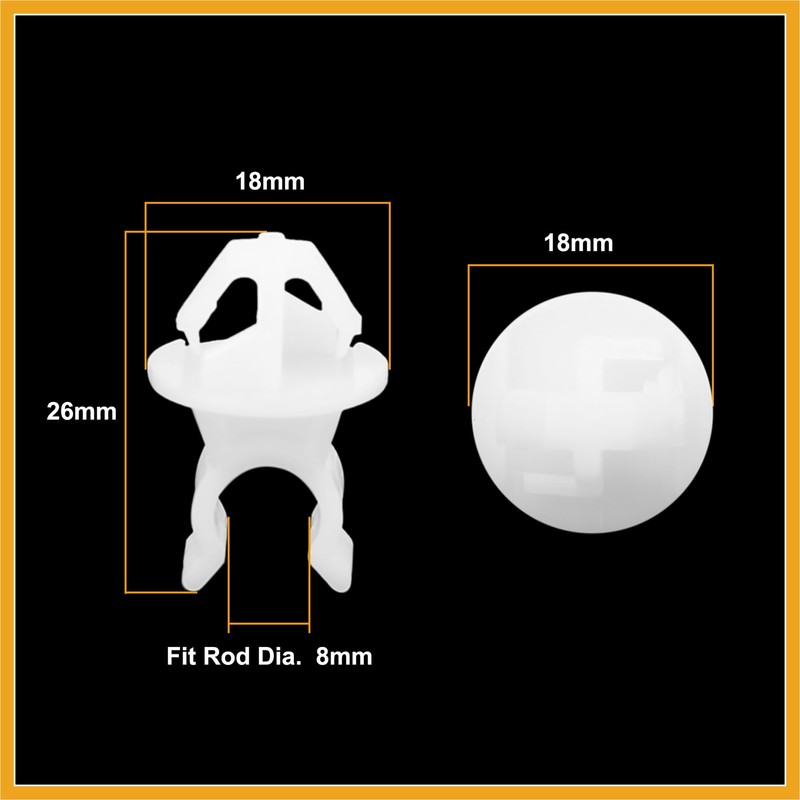 Partuto 5pcs Car White Hood Prop Rod Support Rivet Clips