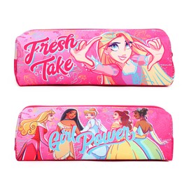 TDL Princess Pencil Case Kids Zipped Pen Case Girls Pink Stationery Holder Back to School Set