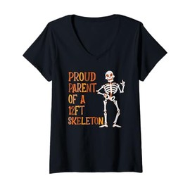 Womens Proud Parent of A 12ft Skeleton V-Neck T-Shirt