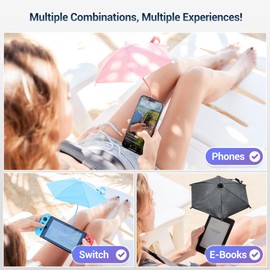 Upgrade Magnetic Phone Umbrella with Black Anti-UV Coating,UPF 45+ UV Cellphone Umbrella with Bendable & Phone Ring Design for Outdoor Beach Tiktok Video Watching Anti-Glare Gaming Anti-Heating-Orange