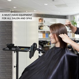 Yaheetech Rolling Salon Tray - Aluminum Trolley Cart Equipment on Wheels & Adjustable Height Mobile Beauty Salon Spa Stools Service Instrument Storage Tray w/Accessory Caddy - Black