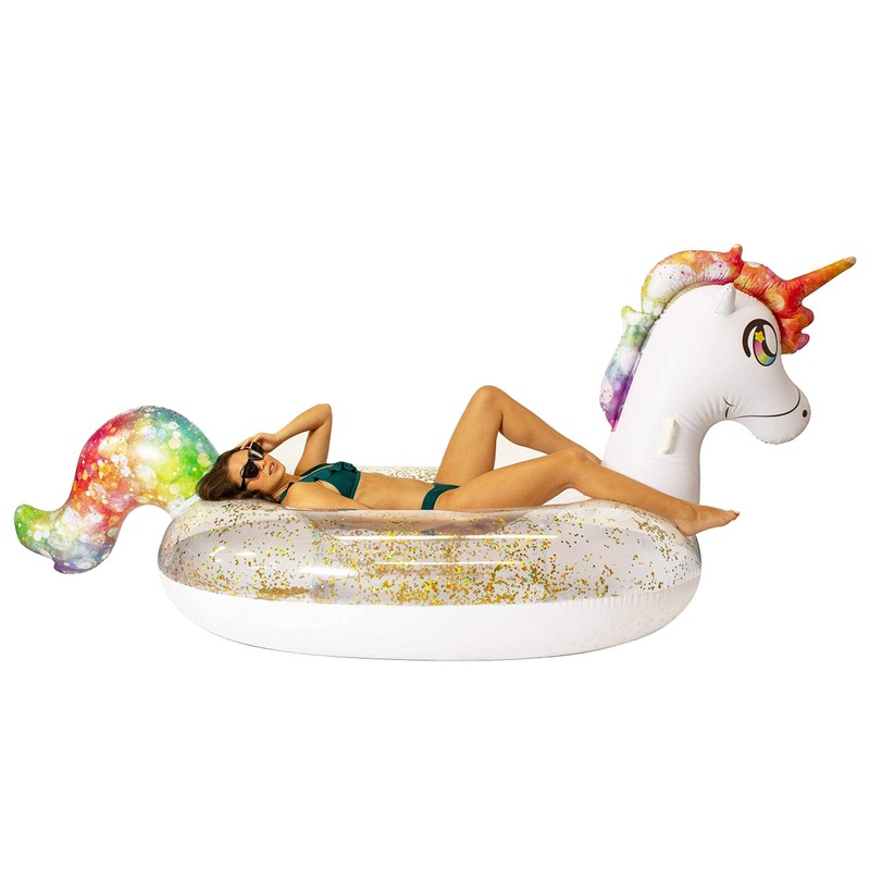 PoolCandy Gigantic Glitter Unicorn Beach & Pool Raft