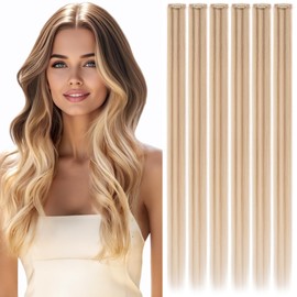 Rich Choices Clip in Hair Extensions Real Human Hair Golden Brown mix Bleach Blonde Highlights Hair Extensions Clip in 6Pcs Straight Remy Hair (40g 16 Inch)
