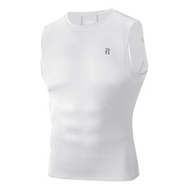 Runhit Sleeveless Compression Shirt Men Tank Top Workout Muscle Undershirts Baselayer for Basketball White XL