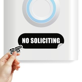 Tiny No Soliciting Sign for House | 3 Size Pack No Soliciting Signs for Home | Tiny Size Perfect for Video Doorbell | Matte Waterproof Sticker | Ideal for Apartment, Office and more (Black - 3 Sizes)
