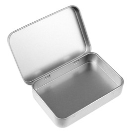 Rectangular Metal Tins with Lids, Small Metal Box with Lid Hinged Tin Box Container with Lid Portable Tin Case Small Tin Box Tin Boxes with Hinged Lids Silver Storage Tin for Home Storage Organizer