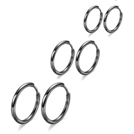 Minnario Surgical Stainless Steel Thin Hoop Earrings 8mm/10mm/12mm Small Huggie Hoop Earrings for Women and Men