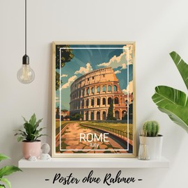 Freyheit Premium Poster Stylish Travel Poster Coloured DIN A4 (21 x 30 cm) Without Picture Frame (Rome)