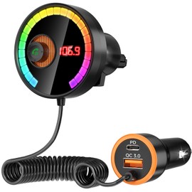 Magift Bluetooth Car Adapter 5.4 FM Bluetooth Transmitter, [FlY LED Light Design][PD36W&QC3.0 Fast Charging], Radio Music Player Supports Hands-free Siri Google Assistant (black)