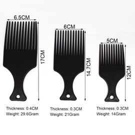 Afro Hair Comb Smooth and Stable Wide Teeth Plastic Styling Tool for Natural Curly Hair Black 3 Pieces