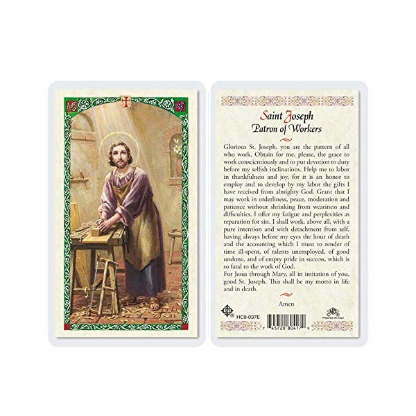 St. Joseph Worker Prayer Holy Card (HC9-037E) - Laminated
