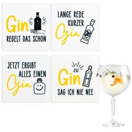 MEJOSER Set of 4 Gin Coasters Made of Felt Gin Gift Set Gift for Gin Lovers Table Decoration Theme Party Carnival Fancy Dress Christmas JGA Summer Party (Gin)
