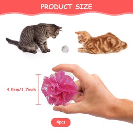 Andiker Crinkle Cat Ball Toy, 4pcs Candy Color Interactive Cat Toy for Indoor Cats Suitable for Party Decoration, Shiny Foil Cat Enrichment Toys for Kitty Reduce Anxiety and Boredom (Blue)