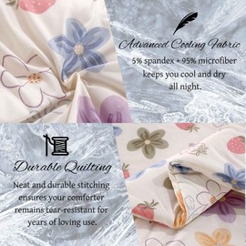 SDY Cooling Comforter Queen Size,Silky Summer Comforter for Hot Sleepers and Night Sweats.Washable Lightweight Bedding with 1 Comforter+ 2 Pillowcases.Soft Double-Sided Cool Tech