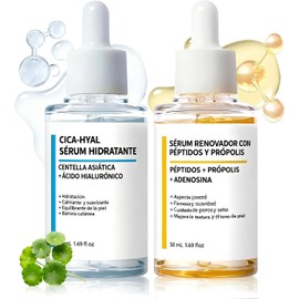 Centella Asiatica Suero y CICA Péptidos Propóleo Suero, 2 En 1 Kit de Sérum Coreana,Hidratación Profunda y Reparación, Cuidado Antiedad y Reparador,Apto para Todo Tipo de Piel.